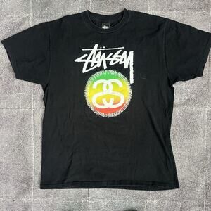 Men's Vintage Y2K Stussy Mexico Irie Roots Black Rasta Graphic T Shirt Tee Sz L